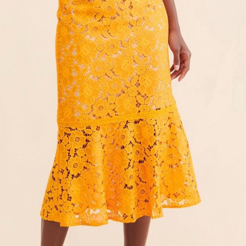 👗 🌟 Anthropologie Rachel Parcell Orange Lace Midi Dress S like XS 0 2 Wedding - Picture 5 of 13